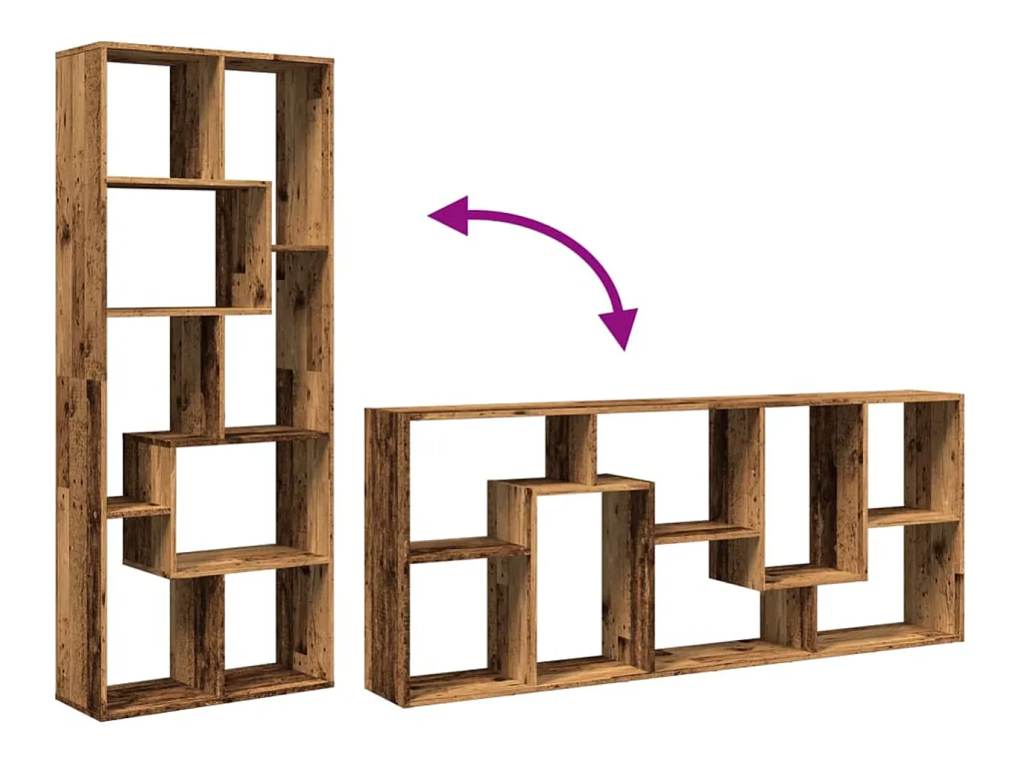 Librería divisora madera ingeniería envejecida 67x25x161,5 cm