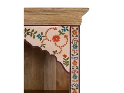 Librería en madera de mango con detalles florales pintados a mano