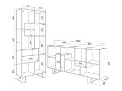 Librería estantería, 174x67x31, Diseño industrial, Blanco