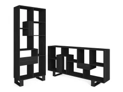 Librería estantería, 174x67x31, Diseño industrial, Negro