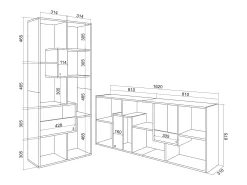 Librería estantería, 162x67x31cm, Con Almacenaje, Negro y roble