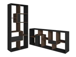 Librería estantería, 162x67x31cm, Con Almacenaje, Negro y Roble oscuro