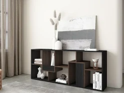 Librería estantería, 162x67x31cm, Con Almacenaje, Negro y Roble oscuro