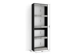 Librería estantería, 60x25x186cm, Salón - Comedor - Oficina, Con Almacenaje, Cemento