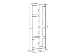 Librería estantería, 60x25x186cm, Salón - Comedor - Oficina, Con Almacenaje, Cemento