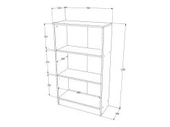 Librería haaus Flint, 2 estantes, Blanco, 70 x 32 x 122 cm