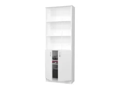 Librería haaus Flint, con puertas inferiores y 2 estantes, Blanco, 70 x 32 x 196 cm