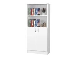 Librería haaus Flint, con puertas inferiores y 1 estante, Blanco, 70 x 32 x 159 cm