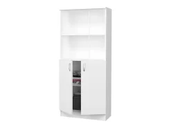 Librería haaus Flint, con puertas inferiores y 1 estante, Blanco, 70 x 32 x 159 cm