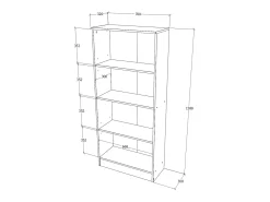 Librería haaus Flint, con puertas inferiores y 1 estante, Blanco, 70 x 32 x 159 cm