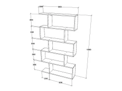 Librería haaus Kimo, 5 compartimentos, Blanco, 90 x 20 x 160 cm