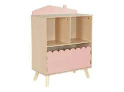 Librería infantil de 2 estantes y 2 puertas rosa