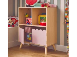 Librería infantil de 2 estantes y 2 puertas rosa