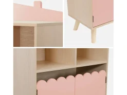 Librería infantil de 2 estantes y 2 puertas rosa