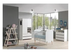 Librería infantil Kiddy de 5 niveles lacada en blanco y pino macizo claro