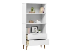 Librería MOLDE madera maciza de pino blanco 85x35x170,5 cm