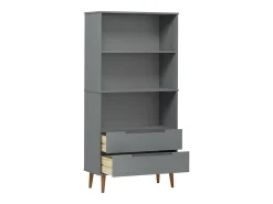 Librería MOLDE madera maciza de pino gris 85x35x170,5 cm
