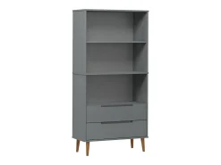 Librería MOLDE madera maciza de pino gris 85x35x170,5 cm