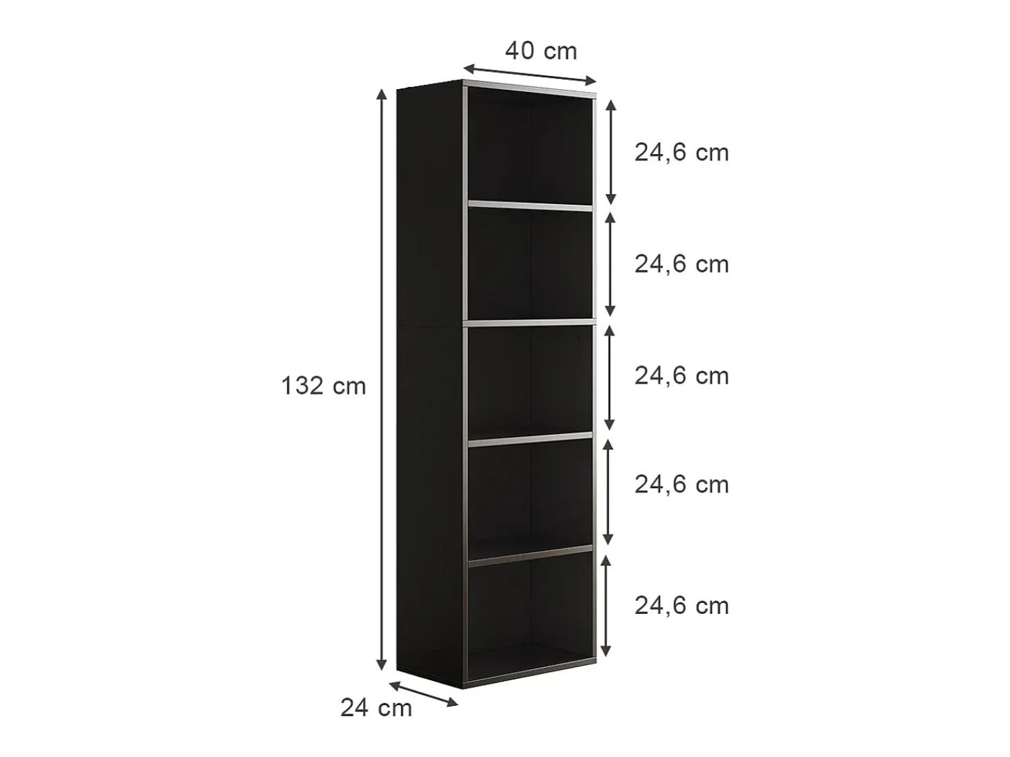 Librería negro 40x24x132 bob