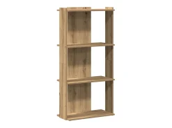 Librería 3niveles madera ingeniería roble artesanal 60x30x120cm
