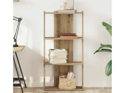 Librería 3niveles madera ingeniería roble artesanal 60x30x120cm