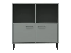 Librería patas de metal OSLO madera maciza gris 90x35x90,5 cm