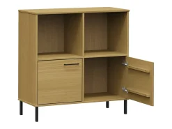 Librería patas de metal OSLO madera maciza marrón 90x35x90,5 cm