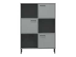 Librería patas de metal OSLO madera maciza gris 90x35x128,5cm
