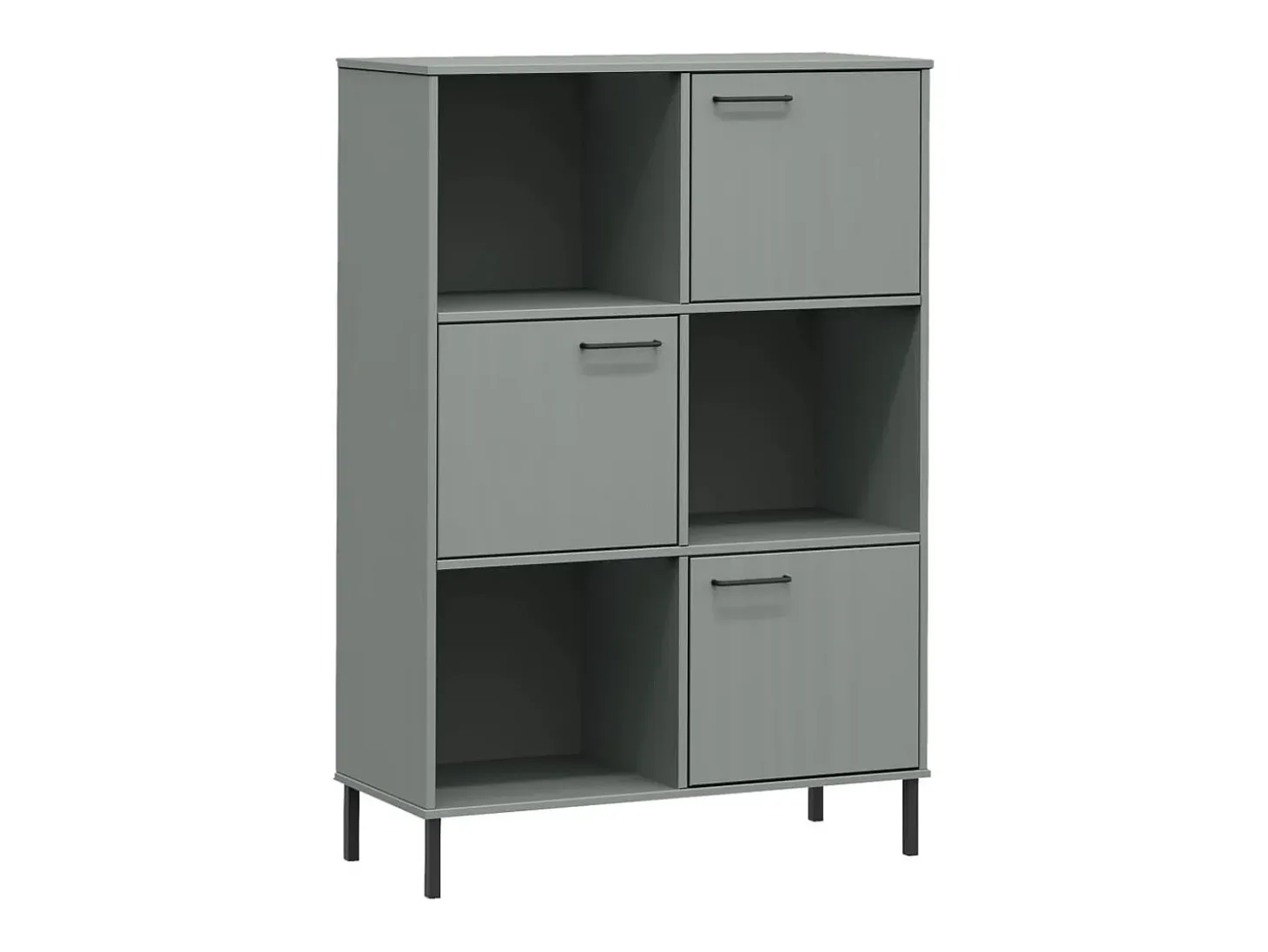 Librería patas de metal OSLO madera maciza gris 90x35x128,5cm