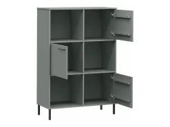 Librería patas de metal OSLO madera maciza gris 90x35x128,5cm