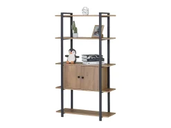 Librería salón 4 estantes 2 puertas roble y negro 80x150x34 cm.