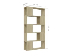 Librería separador contrachapada roble Sonoma 80x24x155 cm