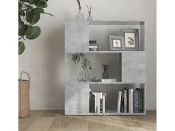 Librería separador contrachapada gris hormigón 80x24x94 cm