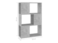Librería separador contrachapada gris hormigón 60x24x94 cm