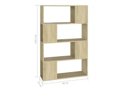 Librería separador contrachapada roble Sonoma 80x24x124,5 cm