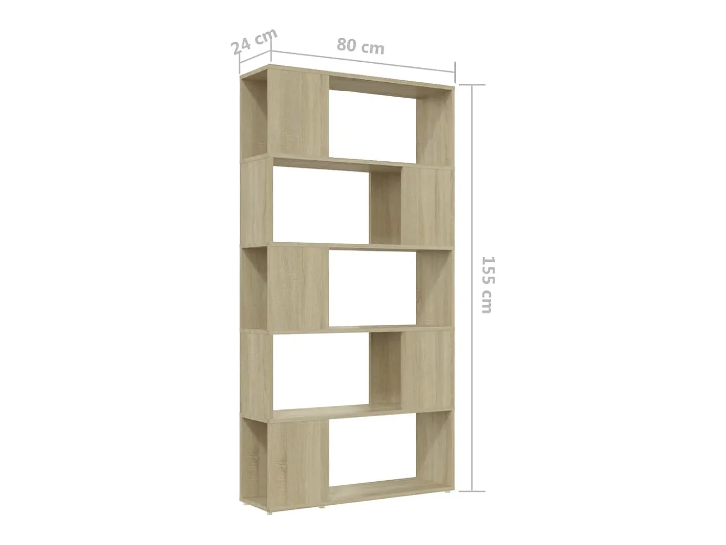 Librería separador contrachapada roble Sonoma 80x24x155 cm