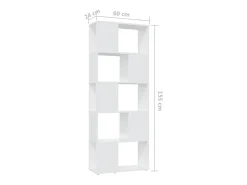 Librería separador madera contrachapada blanco 60x24x155 cm