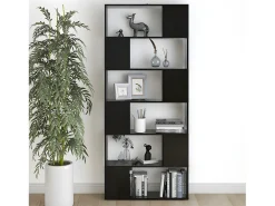 Librería separador madera contrachapada negro 80x24x186 cm