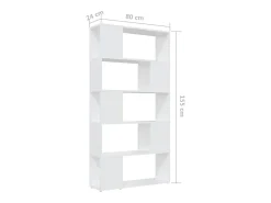 Librería separador madera contrachapada blanco 80x24x155 cm