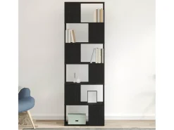 Librería/Biblioteca biombo roble negro 60x24x186 cm
