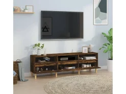 Lin Mueble de TV madera contrachapada roble ahumado 150x30x44,5 cm