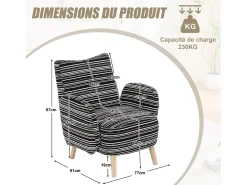 Línea 1.0 - Sillón Relax Bouclé con Reposabrazos con Bolsillos - Confort Ergonómico - Color Caqui - Para Decorar Cualquier Habitación