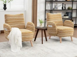 Línea 1.0 - Sillón Relax Bouclé con Reposabrazos con Bolsillos - Confort Ergonómico - Para Decorar Cualquier Habitación