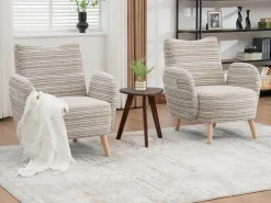 Línea 1.0 - Sillón Relax Bouclé con Reposabrazos con Bolsillos - Confort Ergonómico - Color Caqui - Para Decorar Cualquier Habitación