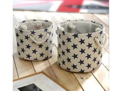Lote de 2 cestas de tela con estampado de constelación
