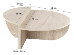 Lote de 2 mesas bajas - Efecto travertino beige - ALOEVA