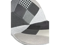 Lote de 2 taburetes de bar de diseño, asiento acolchado patchwork multicolor de tela, giratorio, altura ajustable SIG (patchwork gris)