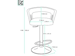 Lote de 2 taburetes de bar de diseño, asiento con respaldo y reposabrazos, cojín de cuero sintético, giratorio, altura ajustable, base de cromo AYO (negro)