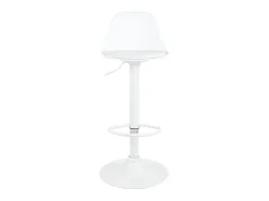 Lote de 2 taburetes de bar blancos, asiento con respaldo pequeño y cojín de cuero sintético, giratorio, altura regulable SIG (blanco integral)