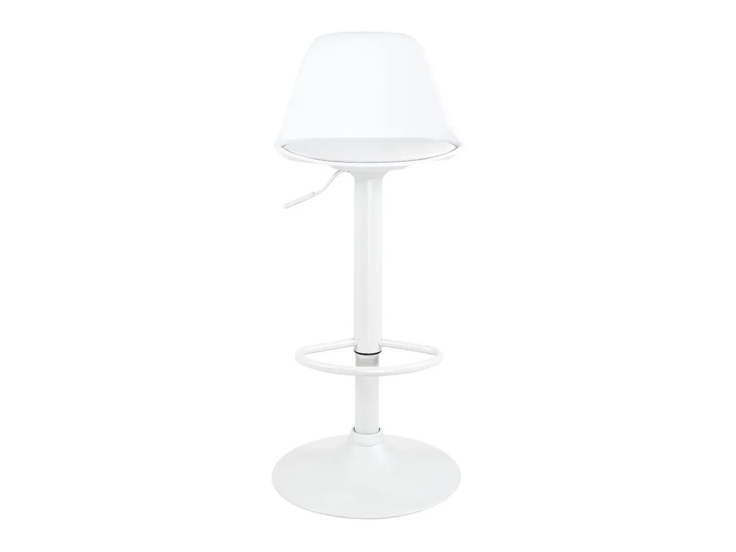 Lote de 2 taburetes de bar blancos, asiento con respaldo pequeño y cojín de cuero sintético, giratorio, altura regulable SIG (blanco integral)